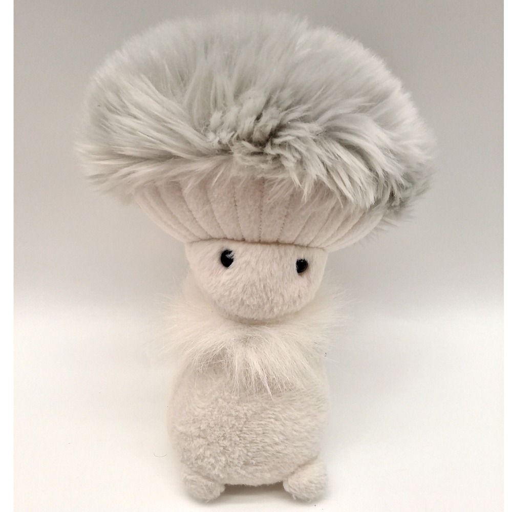 Aurora Fungi Friends Mushroom Plush Fluffy Gray White Soft Stuffed Toy 8" 2018